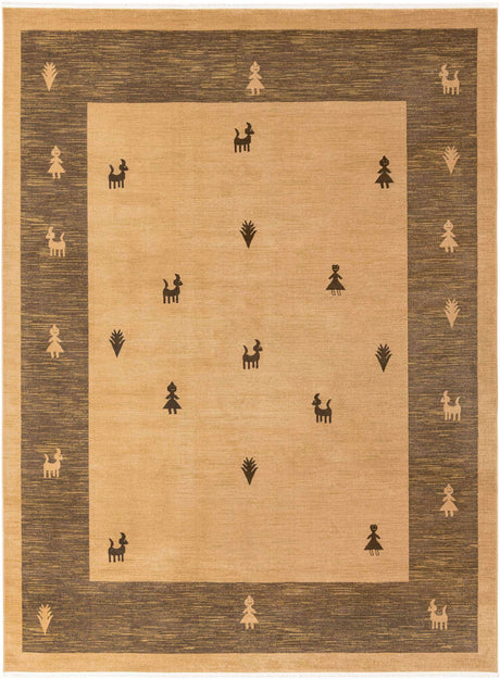 Tan 10' x 13' 1 Fars Rectangle Area Rug 100% Polypropylene Unique Traditional Carpet for Classical Living, Dining Room & Office Spaces for Sale at Rug Engine