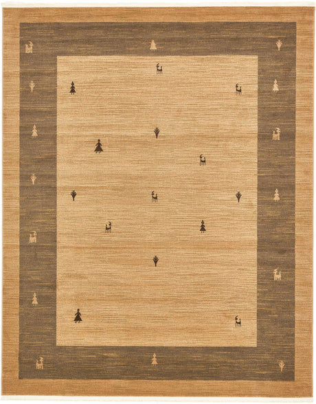 Tan 8' x 10' Fars Rectangle Area Rug 100% Polypropylene Unique Traditional Carpet for Classical Living, Dining Room & Office Spaces for Sale at Rug Engine