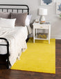 Yellow 2' 7 x 9' 10 Solid Gava Runner Area Rug 100% High Quality All Natural Wool Minimalist Carpet for Modern Home Interior Design for Sale at Rug Engine
