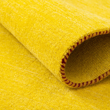 Yellow 2' 7 x 16' 5 Solid Gava Runner Area Rug 100% High Quality All Natural Wool Minimalist Carpet for Modern Home Interior Design for Sale at Rug Engine