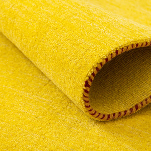 Yellow 2' 7 x 9' 10 Solid Gava Runner Area Rug 100% High Quality All Natural Wool Minimalist Carpet for Modern Home Interior Design for Sale at Rug Engine