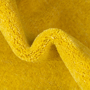 Yellow 2' 7 x 9' 10 Solid Gava Runner Area Rug 100% High Quality All Natural Wool Minimalist Carpet for Modern Home Interior Design for Sale at Rug Engine