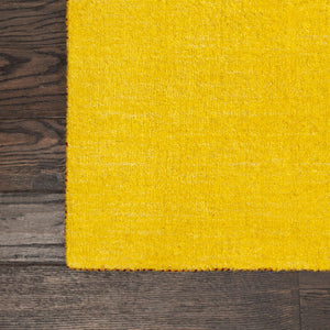 Yellow 2' 7 x 9' 10 Solid Gava Runner Area Rug 100% High Quality All Natural Wool Minimalist Carpet for Modern Home Interior Design for Sale at Rug Engine