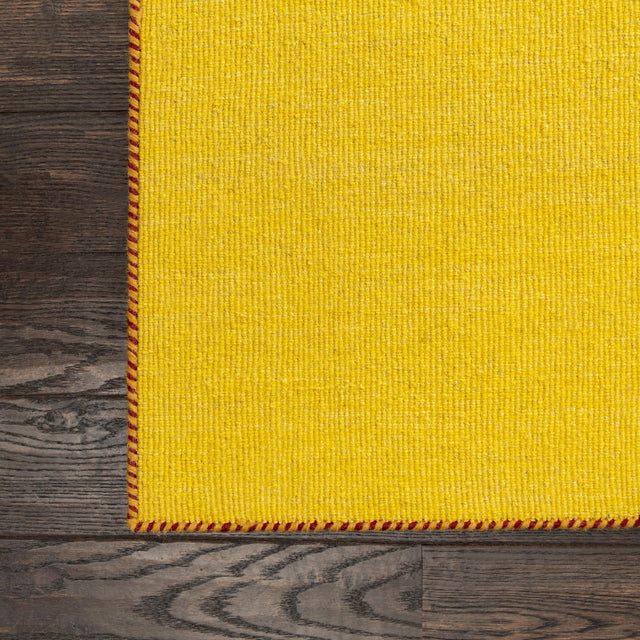 Yellow 2' 7 x 9' 10 Solid Gava Runner Area Rug 100% High Quality All Natural Wool Minimalist Carpet for Modern Home Interior Design for Sale at Rug Engine