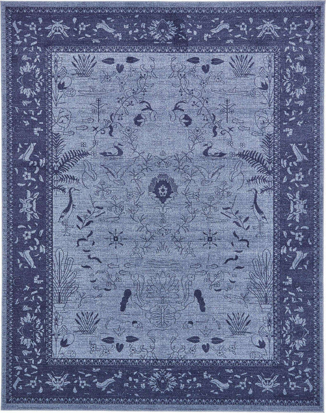 Blue 7' 10 x 10' La Jolla Rectangle Area Rug 100% Polypropylene Traditional Pattern Easy Clean Carpet for Living, Dining, Bedroom, Office for Sale at Rug Engine
