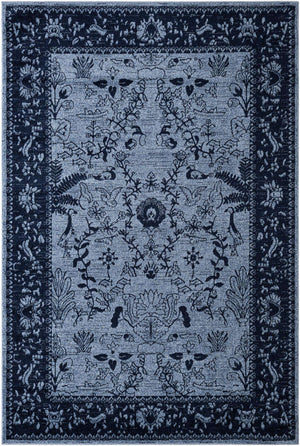 Blue 6' 1 x 9' La Jolla Rectangle Area Rug 100% Polypropylene Traditional Pattern Easy Clean Carpet for Living, Dining, Bedroom, Office for Sale at Rug Engine