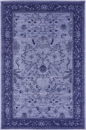 Blue 4' 1 x 6' 1 La Jolla Rectangle Area Rug 100% Polypropylene Traditional Pattern Easy Clean Carpet for Living, Dining, Bedroom, Office for Sale at Rug Engine