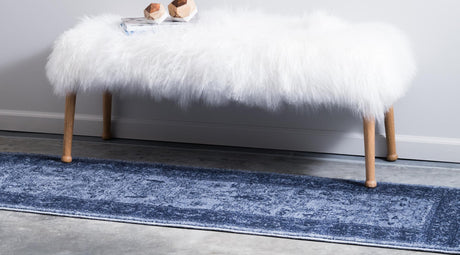 Blue 2' 7 x 10' La Jolla Runner Area Rug 100% Polypropylene Traditional Pattern Easy Clean Carpet for Living, Dining, Bedroom, Office for Sale at Rug Engine