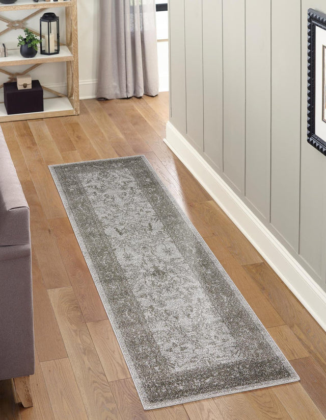 Light Gray 2' 7 x 10' La Jolla Runner Area Rug 100% Polypropylene Traditional Pattern Easy Clean Carpet for Living, Dining, Bedroom, Office for Sale at Rug Engine