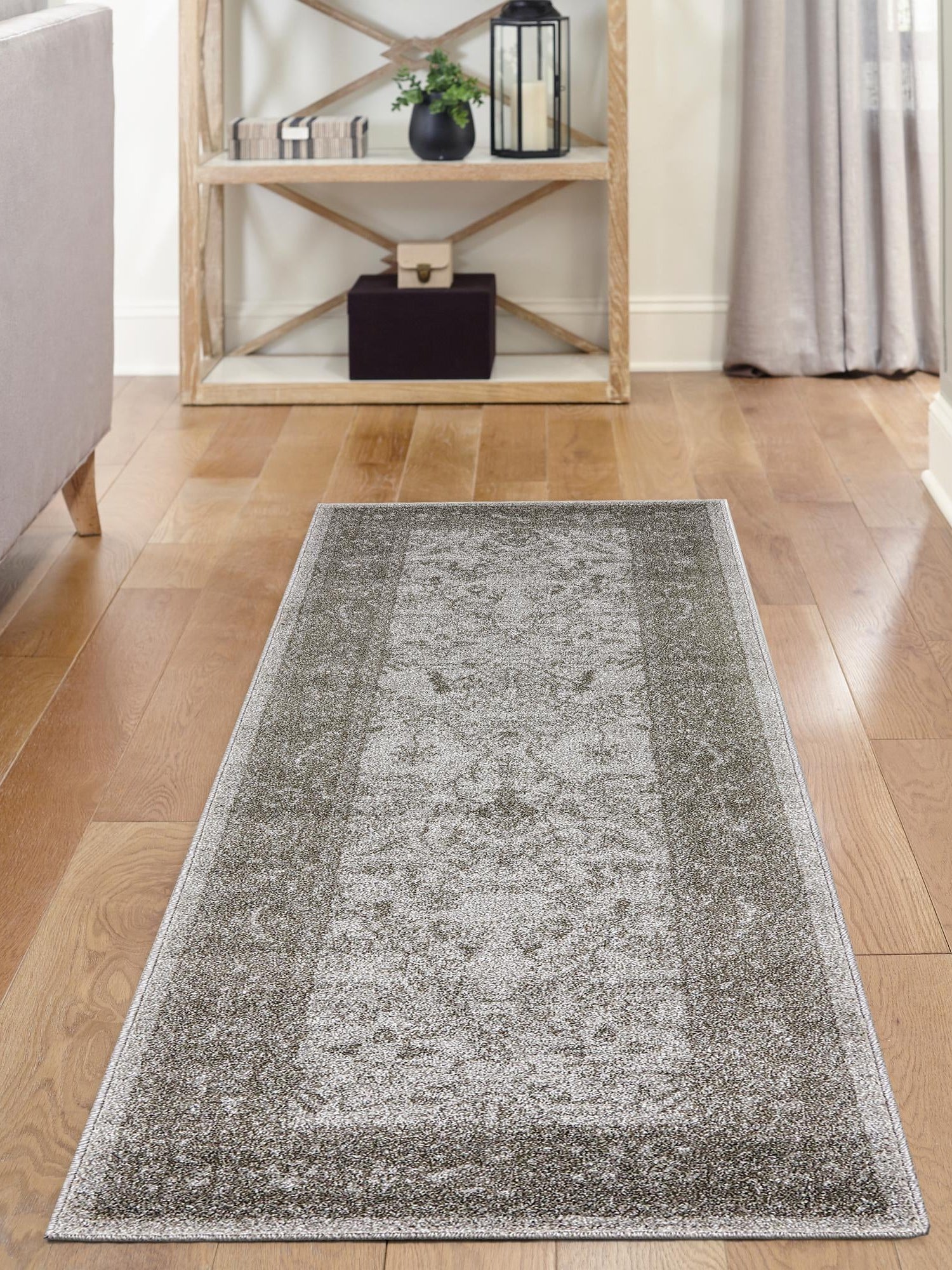 Light Gray 2' 7 x 10' La Jolla Runner Area Rug 100% Polypropylene Traditional Pattern Easy Clean Carpet for Living, Dining, Bedroom, Office for Sale at Rug Engine