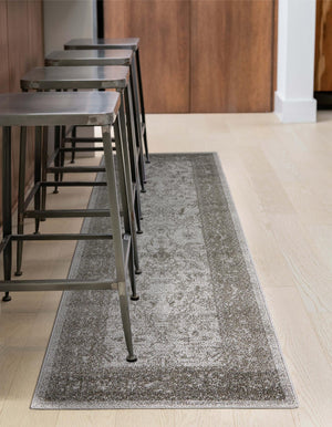 Light Gray 2' 7 x 10' La Jolla Runner Area Rug 100% Polypropylene Traditional Pattern Easy Clean Carpet for Living, Dining, Bedroom, Office for Sale at Rug Engine