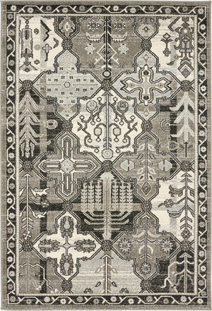 Gray 4' 1 x 6' 1 La Jolla Rectangle Area Rug 100% Polypropylene Traditional Pattern Easy Clean Carpet for Living, Dining, Bedroom, Office for Sale at Rug Engine