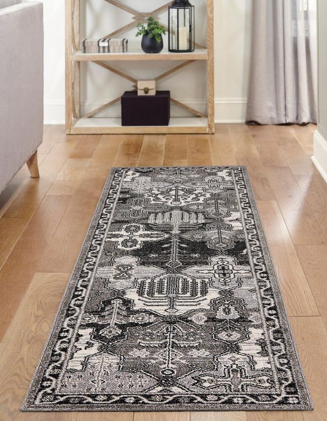 Gray 2' x 6' 1 La Jolla Runner Area Rug 100% Polypropylene Traditional Pattern Easy Clean Carpet for Living, Dining, Bedroom, Office for Sale at Rug Engine