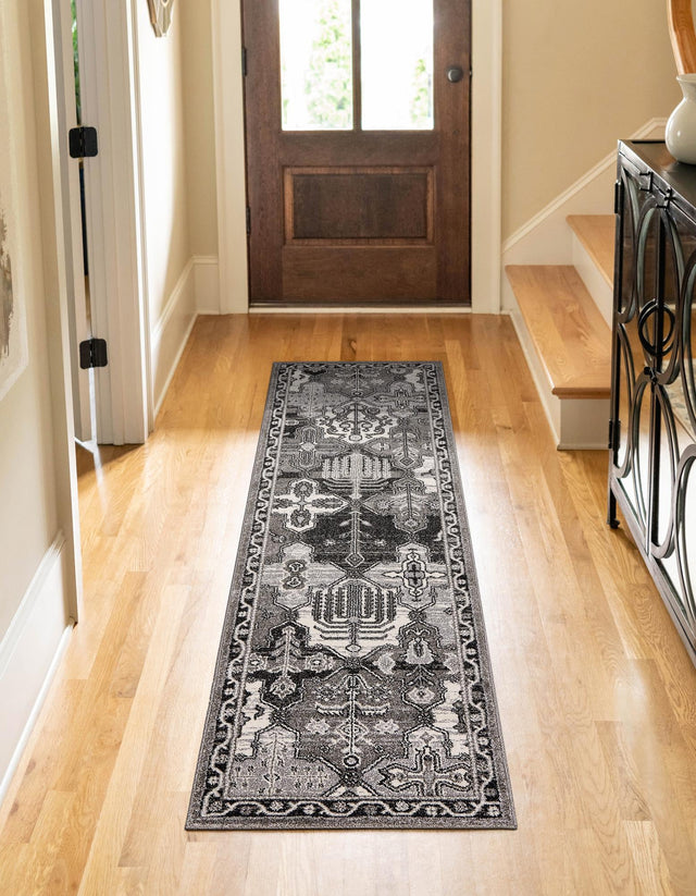 Gray 2' x 6' 1 La Jolla Runner Area Rug 100% Polypropylene Traditional Pattern Easy Clean Carpet for Living, Dining, Bedroom, Office for Sale at Rug Engine