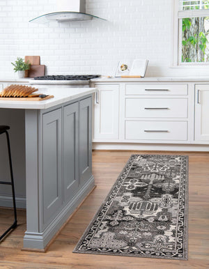 Gray 2' x 6' 1 La Jolla Runner Area Rug 100% Polypropylene Traditional Pattern Easy Clean Carpet for Living, Dining, Bedroom, Office for Sale at Rug Engine