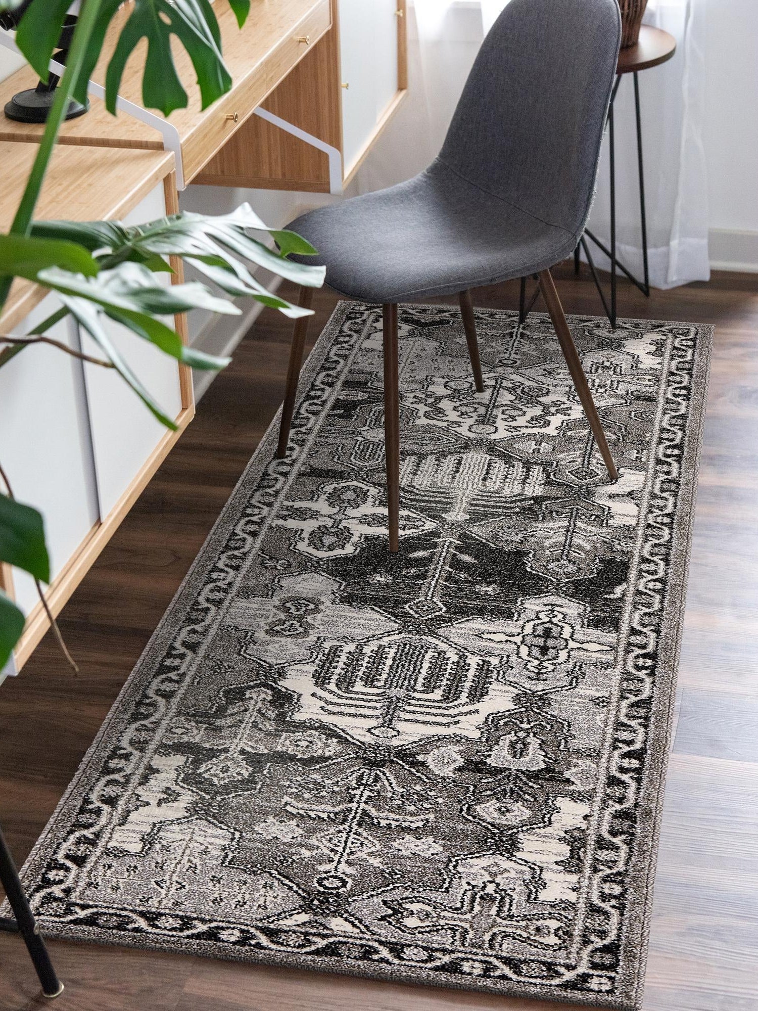 Gray 2' 7 x 10' La Jolla Runner Area Rug 100% Polypropylene Traditional Pattern Easy Clean Carpet for Living, Dining, Bedroom, Office for Sale at Rug Engine
