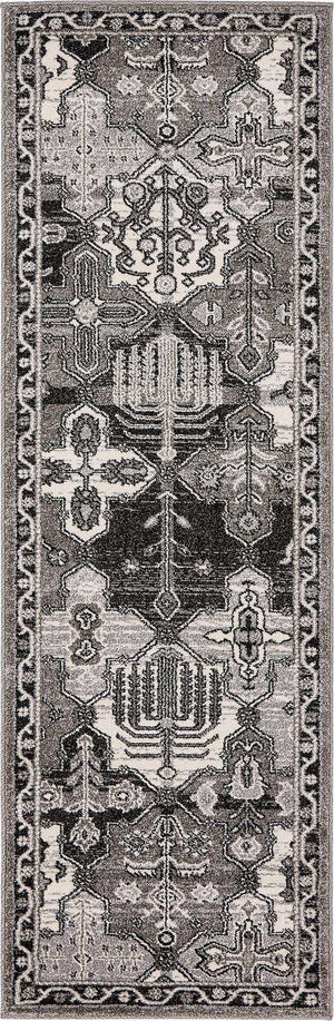 Gray 2' x 6' 1 La Jolla Runner Area Rug 100% Polypropylene Traditional Pattern Easy Clean Carpet for Living, Dining, Bedroom, Office for Sale at Rug Engine