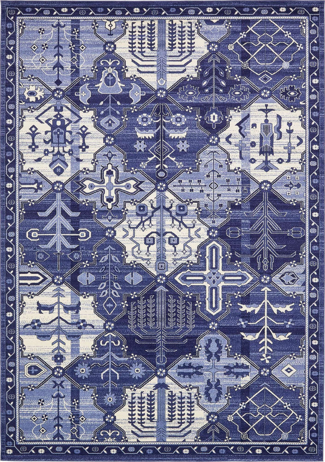 Blue 10' x 14' 1 La Jolla Rectangle Area Rug 100% Polypropylene Traditional Pattern Easy Clean Carpet for Living, Dining, Bedroom, Office for Sale at Rug Engine