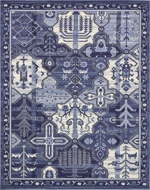 Blue 7' 10 x 10' La Jolla Rectangle Area Rug 100% Polypropylene Traditional Pattern Easy Clean Carpet for Living, Dining, Bedroom, Office for Sale at Rug Engine