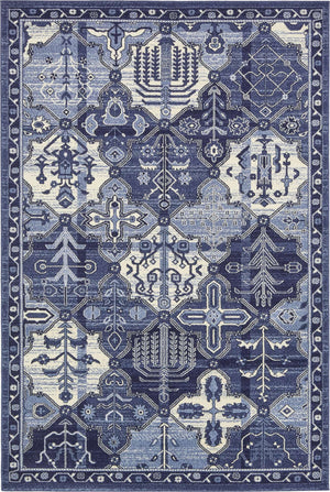 Blue 6' 1 x 9' La Jolla Rectangle Area Rug 100% Polypropylene Traditional Pattern Easy Clean Carpet for Living, Dining, Bedroom, Office for Sale at Rug Engine