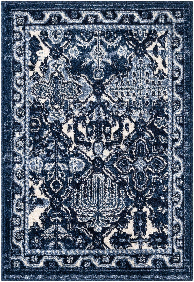 Blue 2' x 3' 1 La Jolla Rectangle Area Rug 100% Polypropylene Traditional Pattern Easy Clean Carpet for Living, Dining, Bedroom, Office for Sale at Rug Engine