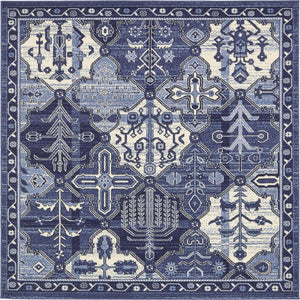 Blue 6' 1 x 6' 1 La Jolla Square Area Rug 100% Polypropylene Traditional Pattern Easy Clean Carpet for Living, Dining, Bedroom, Office for Sale at Rug Engine