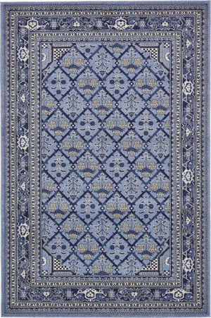 Blue 6' 1 x 9' La Jolla Rectangle Area Rug 100% Polypropylene Traditional Pattern Easy Clean Carpet for Living, Dining, Bedroom, Office for Sale at Rug Engine