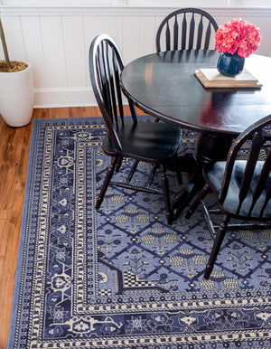 Blue 6' 1 x 6' 1 La Jolla Square Area Rug 100% Polypropylene Traditional Pattern Easy Clean Carpet for Living, Dining, Bedroom, Office for Sale at Rug Engine