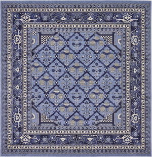 Blue 7' 10 x 7' 10 La Jolla Square Area Rug 100% Polypropylene Traditional Pattern Easy Clean Carpet for Living, Dining, Bedroom, Office for Sale at Rug Engine