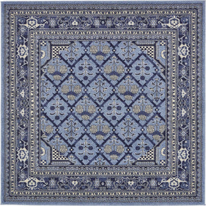 Blue 6' 1 x 6' 1 La Jolla Square Area Rug 100% Polypropylene Traditional Pattern Easy Clean Carpet for Living, Dining, Bedroom, Office for Sale at Rug Engine