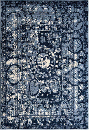 Blue 7' 10 x 11' La Jolla Rectangle Area Rug 100% Polypropylene Traditional Pattern Easy Clean Carpet for Living, Dining, Bedroom, Office for Sale at Rug Engine
