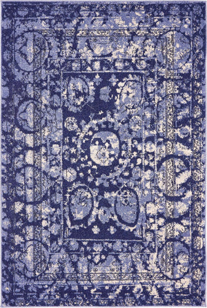 Blue 4' 1 x 6' 1 La Jolla Rectangle Area Rug 100% Polypropylene Traditional Pattern Easy Clean Carpet for Living, Dining, Bedroom, Office for Sale at Rug Engine