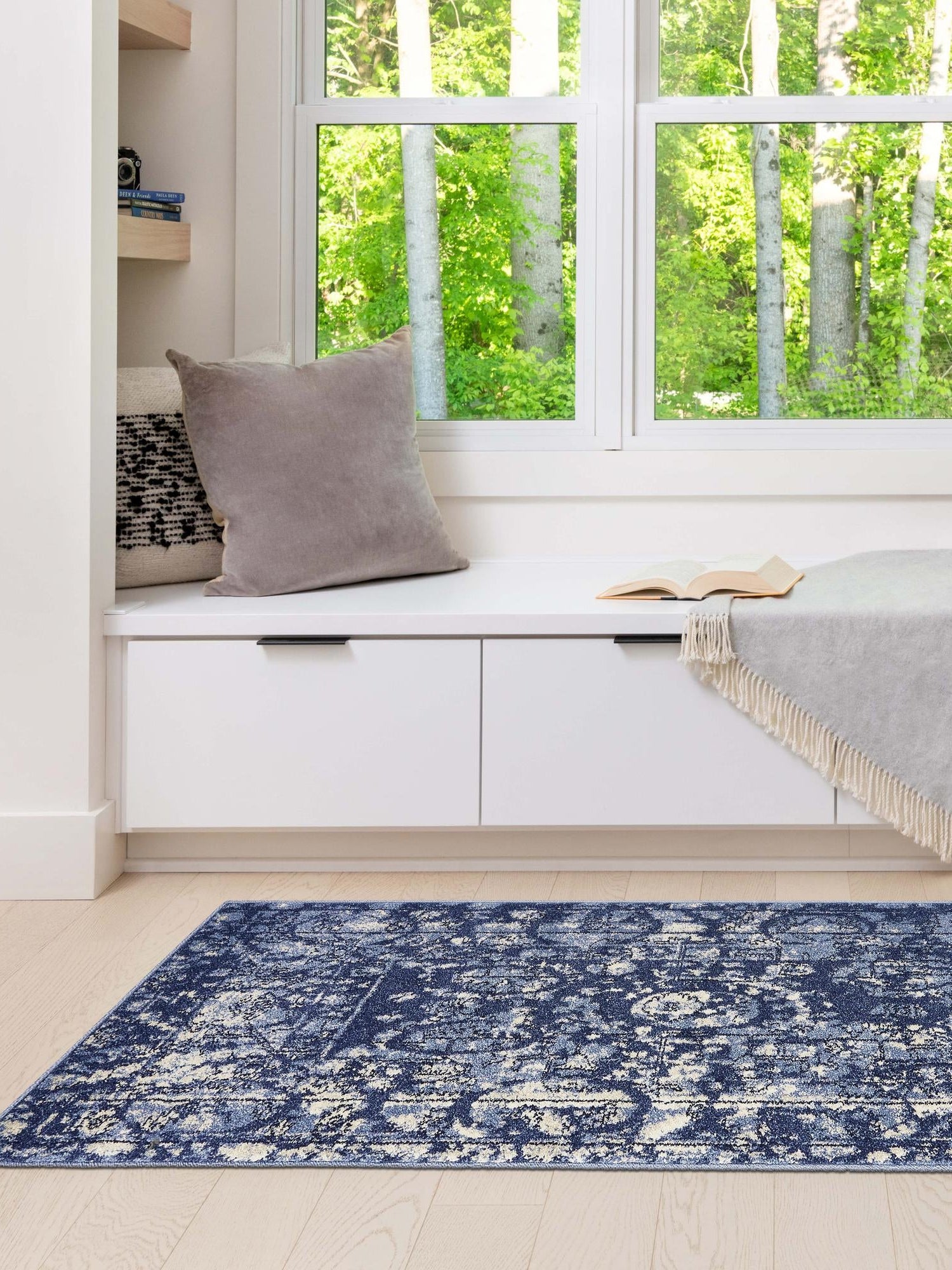 Blue 2' 7 x 10' La Jolla Runner Area Rug 100% Polypropylene Traditional Pattern Easy Clean Carpet for Living, Dining, Bedroom, Office for Sale at Rug Engine