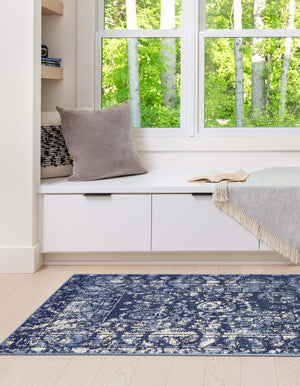 Blue 2' 7 x 10' La Jolla Runner Area Rug 100% Polypropylene Traditional Pattern Easy Clean Carpet for Living, Dining, Bedroom, Office for Sale at Rug Engine