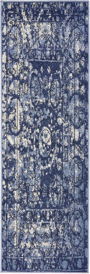Blue 2' x 6' 1 La Jolla Runner Area Rug 100% Polypropylene Traditional Pattern Easy Clean Carpet for Living, Dining, Bedroom, Office for Sale at Rug Engine