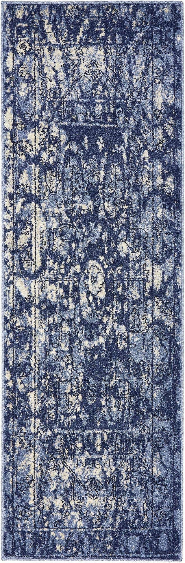 Blue 2' x 6' 1 La Jolla Runner Area Rug 100% Polypropylene Traditional Pattern Easy Clean Carpet for Living, Dining, Bedroom, Office for Sale at Rug Engine
