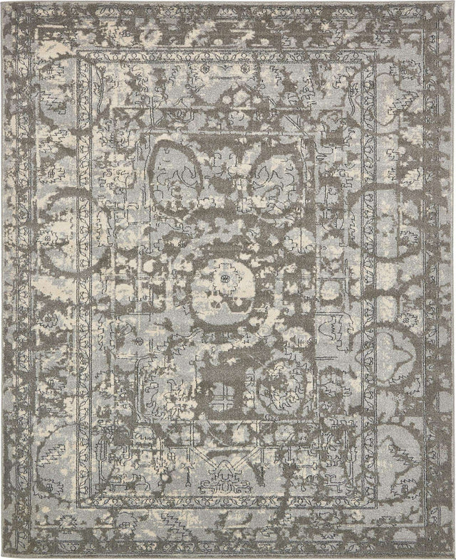Gray 7' 10 x 10' La Jolla Rectangle Area Rug 100% Polypropylene Traditional Pattern Easy Clean Carpet for Living, Dining, Bedroom, Office for Sale at Rug Engine