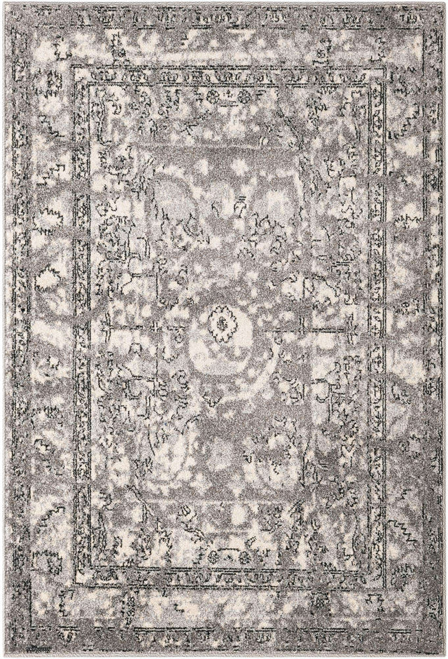 Gray 4' 1 x 6' 1 La Jolla Rectangle Area Rug 100% Polypropylene Traditional Pattern Easy Clean Carpet for Living, Dining, Bedroom, Office for Sale at Rug Engine