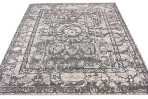 Gray 6' 1 x 6' 1 La Jolla Square Area Rug 100% Polypropylene Traditional Pattern Easy Clean Carpet for Living, Dining, Bedroom, Office for Sale at Rug Engine