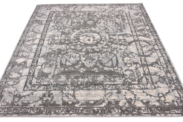 Gray 6' 1 x 6' 1 La Jolla Square Area Rug 100% Polypropylene Traditional Pattern Easy Clean Carpet for Living, Dining, Bedroom, Office for Sale at Rug Engine