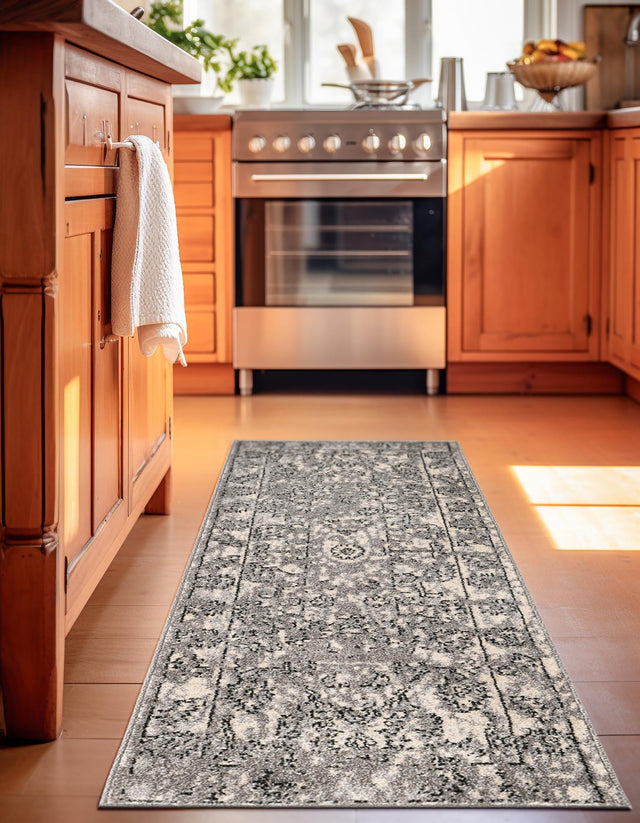 Gray 2' x 6' 1 La Jolla Runner Area Rug 100% Polypropylene Traditional Pattern Easy Clean Carpet for Living, Dining, Bedroom, Office for Sale at Rug Engine