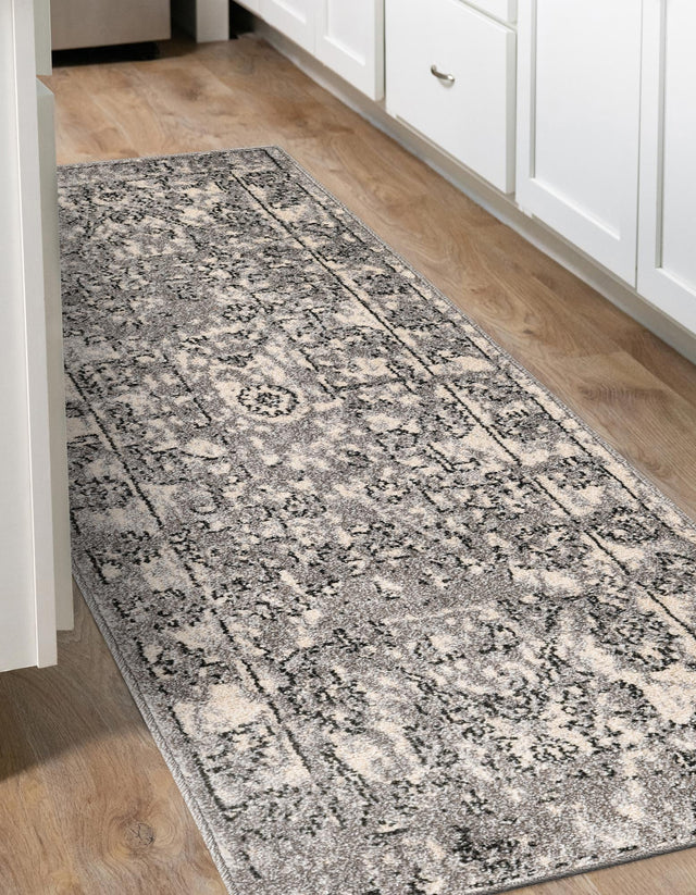 Gray 2' x 6' 1 La Jolla Runner Area Rug 100% Polypropylene Traditional Pattern Easy Clean Carpet for Living, Dining, Bedroom, Office for Sale at Rug Engine