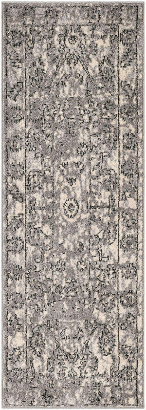 Gray 2' x 6' 1 La Jolla Runner Area Rug 100% Polypropylene Traditional Pattern Easy Clean Carpet for Living, Dining, Bedroom, Office for Sale at Rug Engine