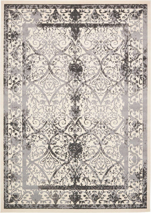Ivory and Gray 10' x 14' 1 La Jolla Rectangle Area Rug 100% Polypropylene Traditional Pattern Easy Clean Carpet for Living, Dining, Bedroom, Office for Sale at Rug Engine