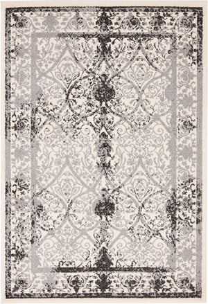 Ivory and Gray 4' 1 x 6' 1 La Jolla Rectangle Area Rug 100% Polypropylene Traditional Pattern Easy Clean Carpet for Living, Dining, Bedroom, Office for Sale at Rug Engine