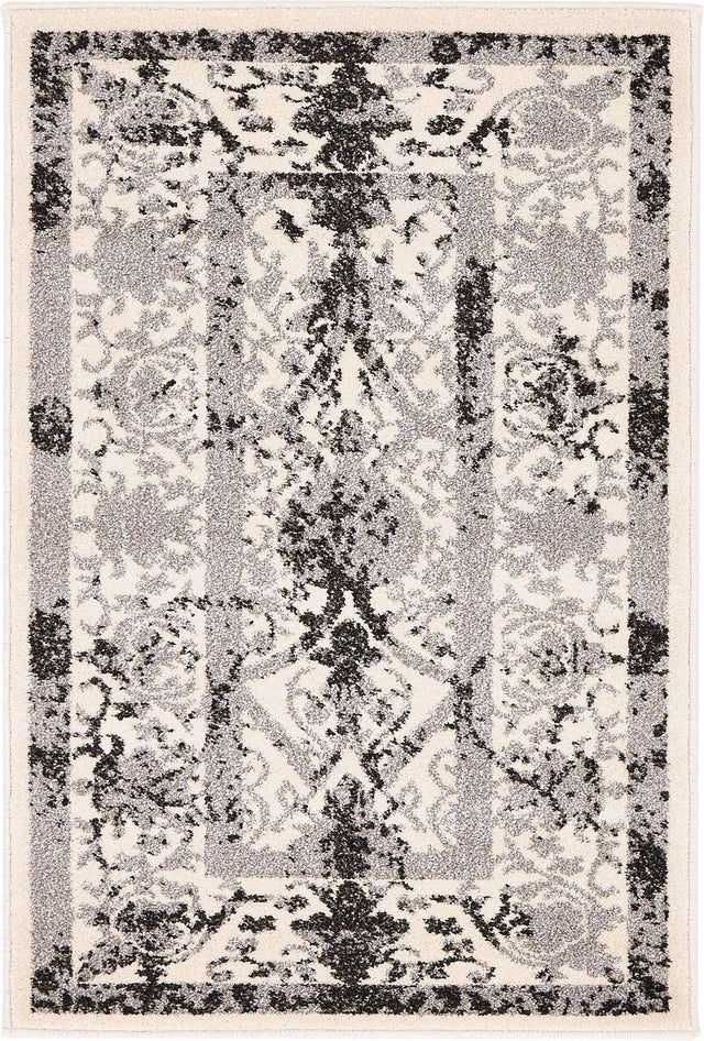 Ivory and Gray 2' x 3' 1 La Jolla Rectangle Area Rug 100% Polypropylene Traditional Pattern Easy Clean Carpet for Living, Dining, Bedroom, Office for Sale at Rug Engine