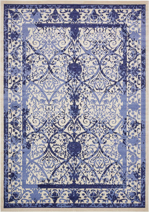 Ivory and Blue 10' x 14' 1 La Jolla Rectangle Area Rug 100% Polypropylene Traditional Pattern Easy Clean Carpet for Living, Dining, Bedroom, Office for Sale at Rug Engine