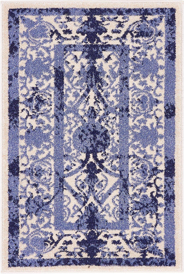 Ivory and Blue 2' x 3' 1 La Jolla Rectangle Area Rug 100% Polypropylene Traditional Pattern Easy Clean Carpet for Living, Dining, Bedroom, Office for Sale at Rug Engine