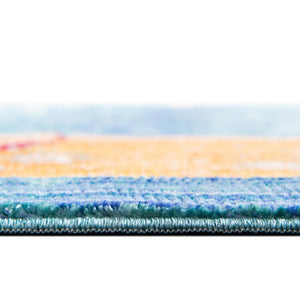 Blue 6' 1 x 6' 1 Austin Round Area Rug 100% Polyester Durable Cotton Backing Living Dining Room Bedroom Office Vintage Decor Carpet for Sale at Rug Engine
