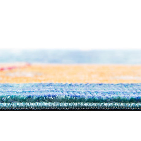 Blue 6' 1 x 6' 1 Austin Round Area Rug 100% Polyester Durable Cotton Backing Living Dining Room Bedroom Office Vintage Decor Carpet for Sale at Rug Engine